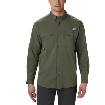 Columbia PFG Blood and Guts III Long Sleeve Woven Big, Camisa Grises Verdes Para Hombre | 480591-TMB